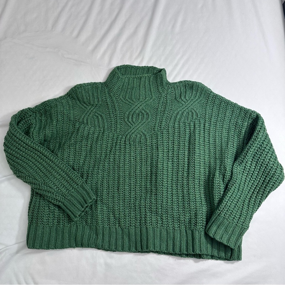 American Eagle, L, green, knit, mock turtleneck sweater